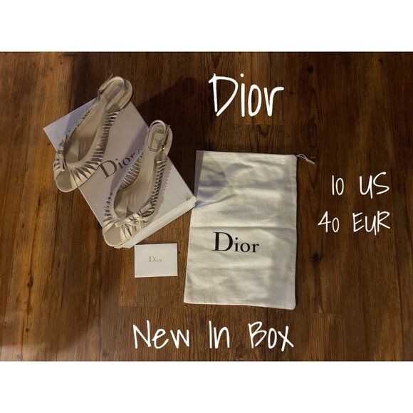 Christian Dior Leather Flats Sandals Size 40 EU 10 US New In Box - Picture 1 of 2